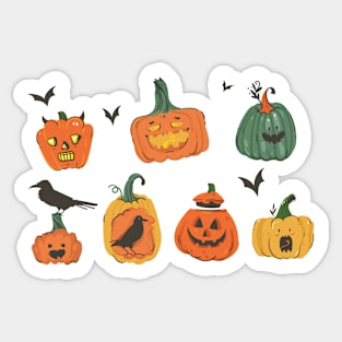 Orange Halloween Pumpkins Sticker